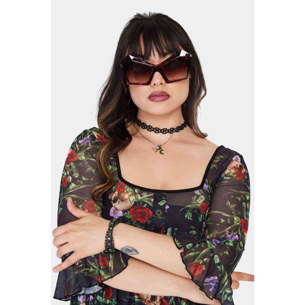 Jawbreaker - Exaggerated Angled Tortoiseshell Cat Eye Zonnebril - Bruin